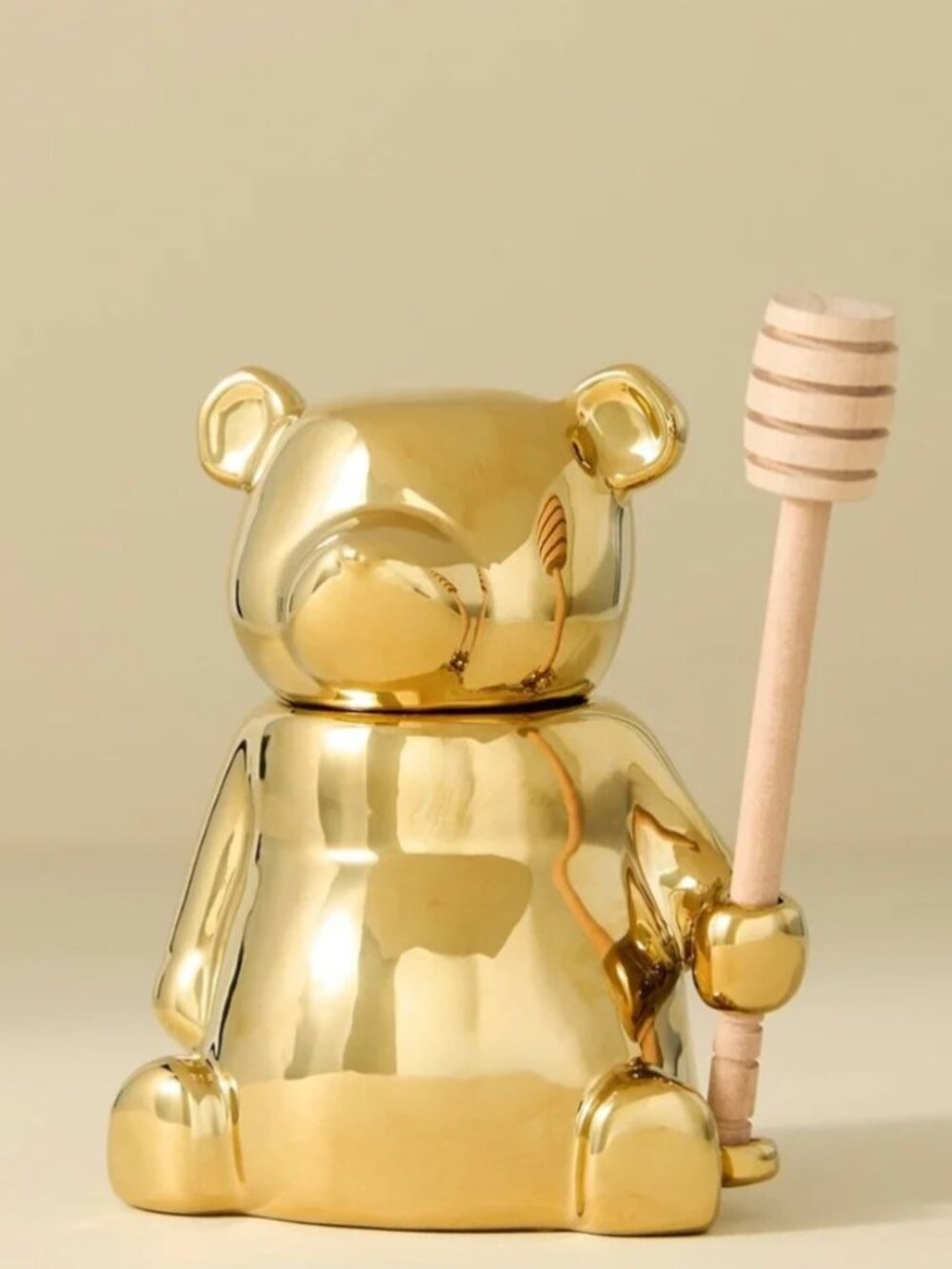 Anthropologie Gold Bear Honey Jar